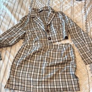 SHEIN Checkered Blazer and Skirt Set